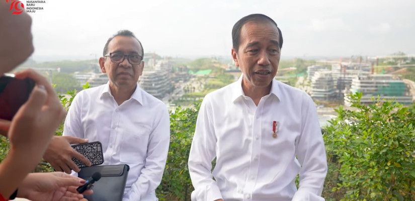 Jokowi saat memberikan keterangan kepada awak media di IKN. (Sumber: Youtube Sekretarit Presiden)